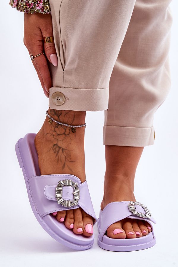Kesi Women's platform slippers with Beneca purple decoration