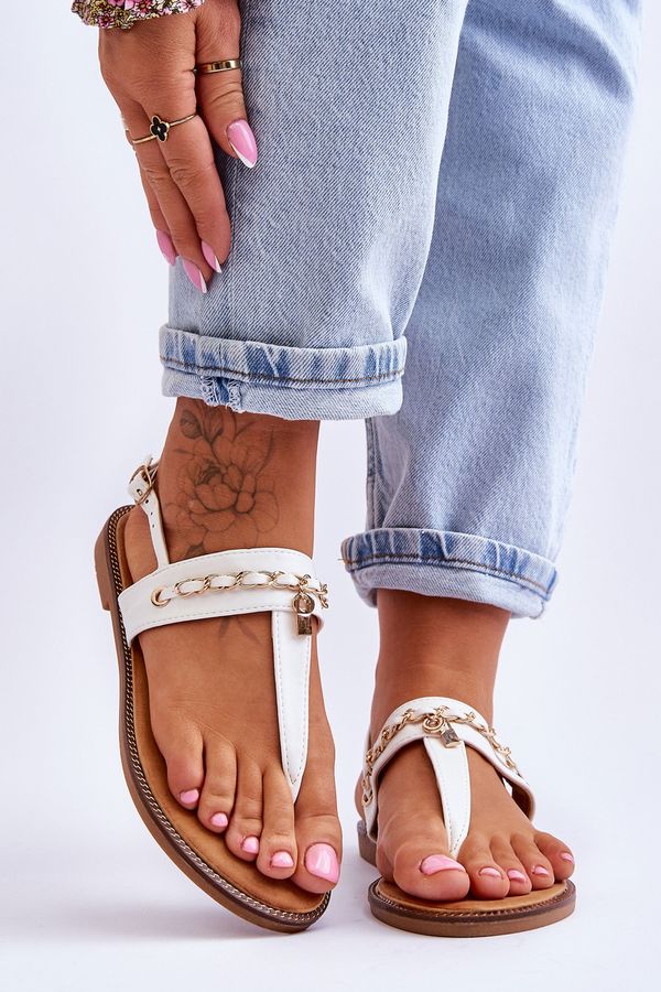 Kesi Women's sandals with chain White Jessica