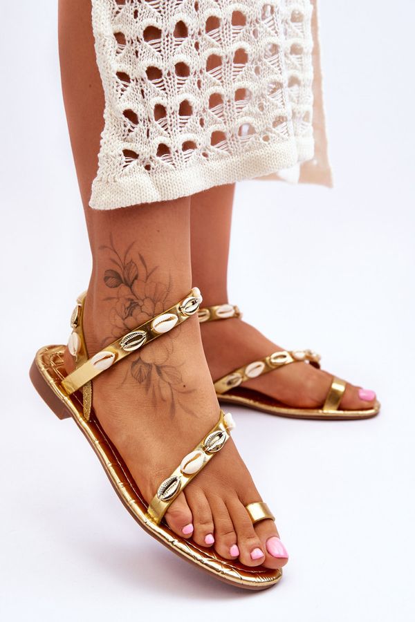 Kesi Women's sandals with decorative earcups gold Verdem