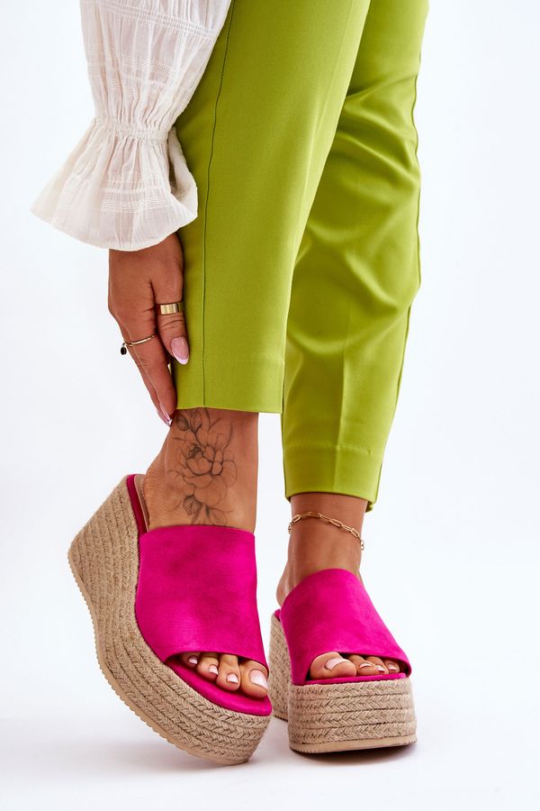 Kesi Women's slippers on a wedge and platform Fuchsia Ysabel