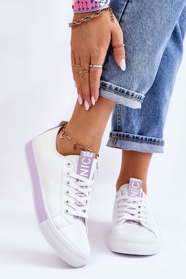 Kesi Womens Sneakers Classic White Purple Ville