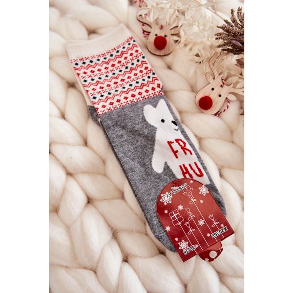 Kesi Women's Socks Christmas Patterns With A Polar Bear Grey