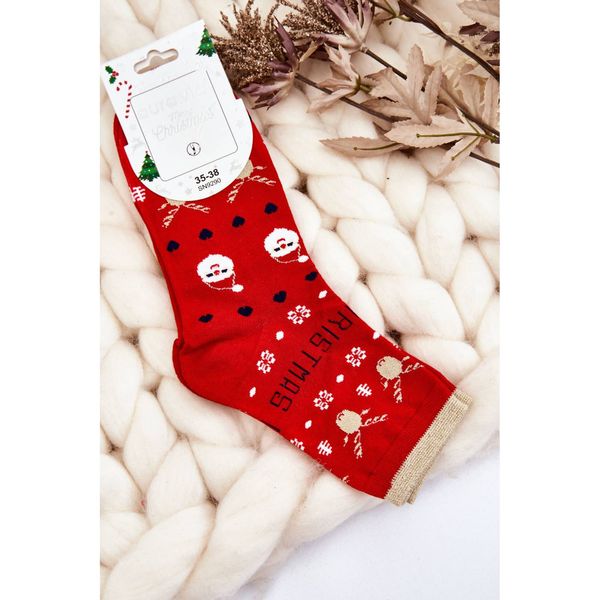 Kesi Women's Socks With Christmas Patterns Merry Christmas Red