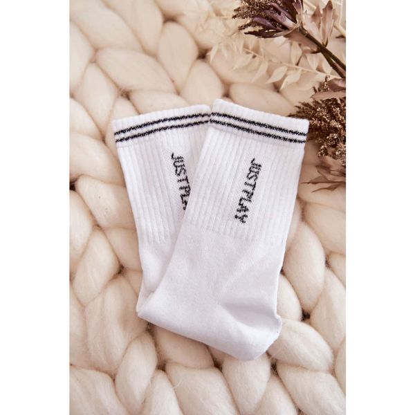 Kesi Women's Sport Socks Vertical Inscription Just Play White