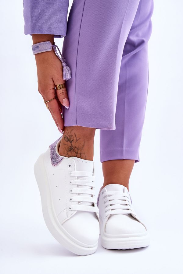 Kesi Women's sports shoes with decorative pattern white-purple Delight