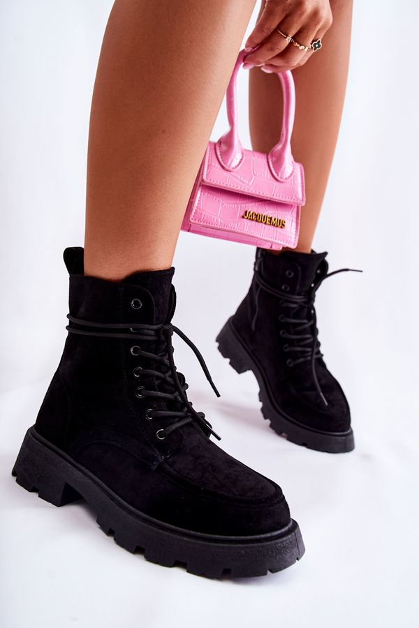 Kesi Women's suede boots tied Black Vanita