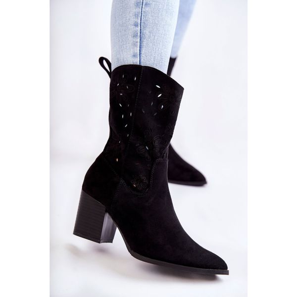 Kesi Women's Suede Boots With Cowboy Boots Black Ariane