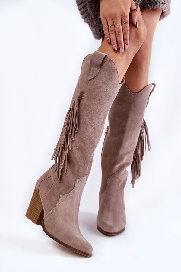 Kesi Women's Suede Cowboy Boots Lewski 3094/F Grey