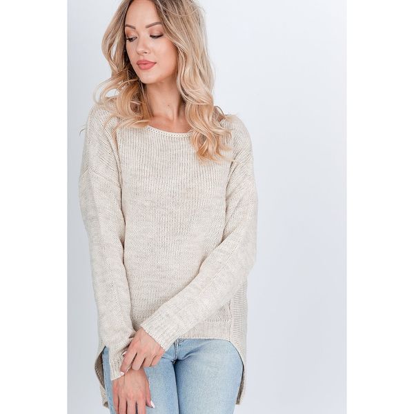 Kesi Women's sweater with a long back - light beige,