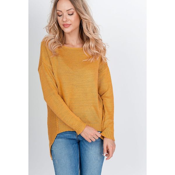 Kesi Women's sweater with a long back - mustard,