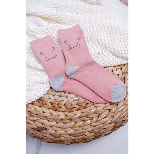 Kesi Women's Warm Socks Pink with Rabbit