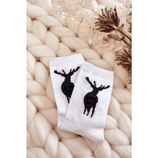Kesi Youth Cotton Socks Black Deer White