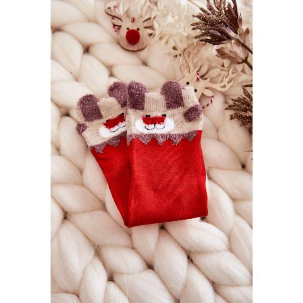 Kesi Youth Smooth Socks With Reindeer Red