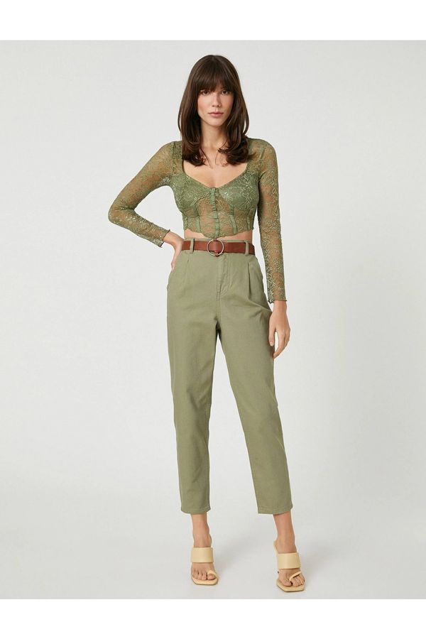 Koton Koton 3sal40009mw Women's Canvas Trousers Khaki