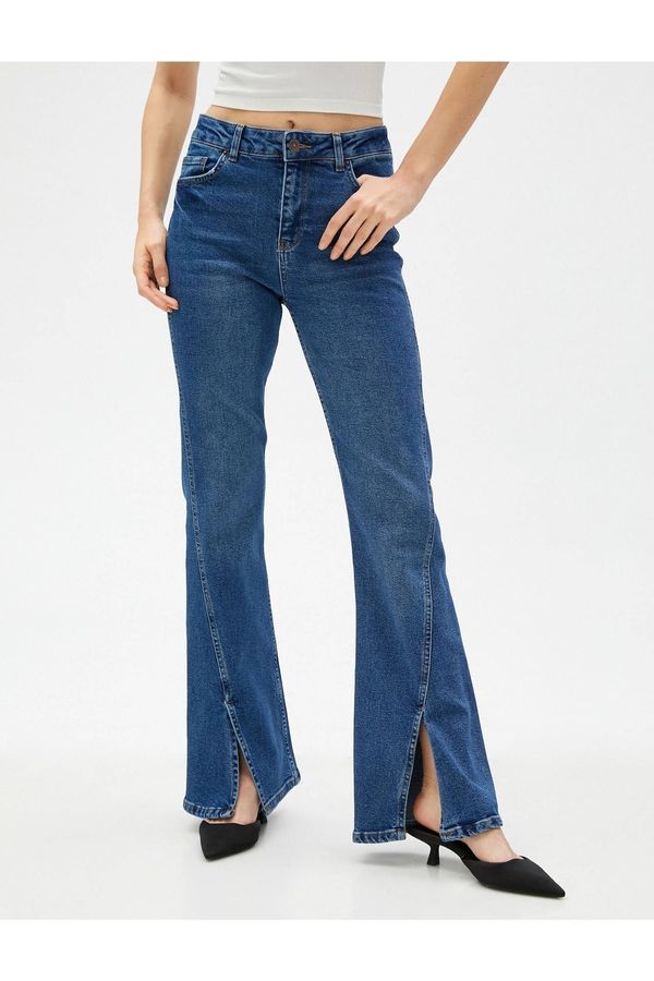 Koton Koton 3sal40194md Flare Onden Cut-Out Detail Women's Jeans Dark Indigo
