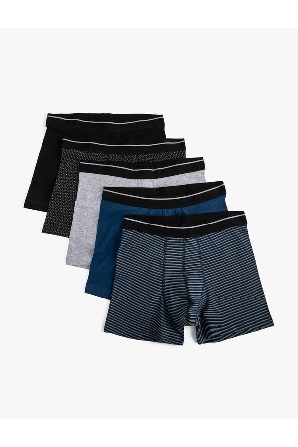 Koton Koton 5-Piece Striped Boxer Set Elastic Waist Cotton