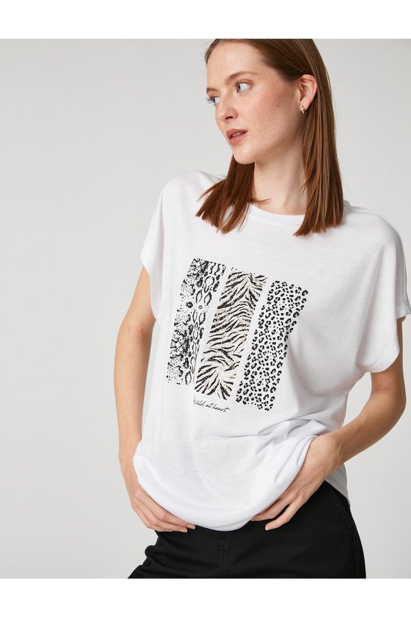 Koton Koton Animal Printed T-Shirt Short Sleeve Crew Neck