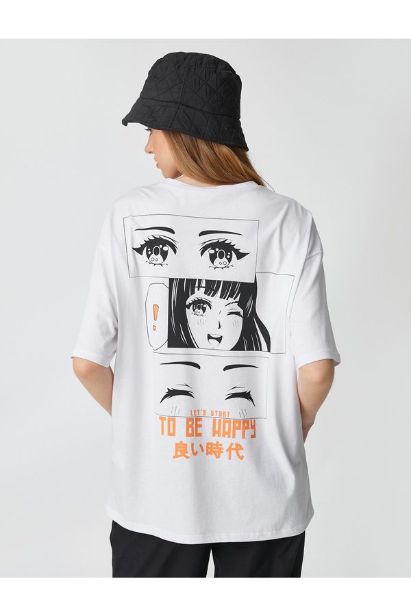 Koton Koton Anime T-Shirt Oversize Crew Neck Short Sleeve