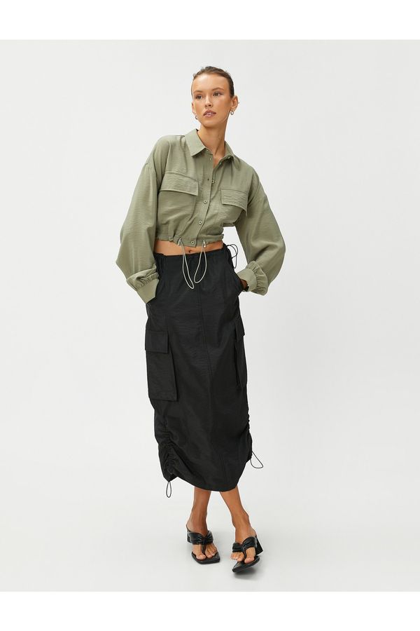 Koton Koton Aslıhan Malbora X - Crop Waist Pleated Shirt