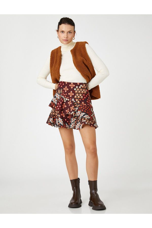 Koton Koton Aslihan Malbora X - Patterned Ruffle Mini Skirt