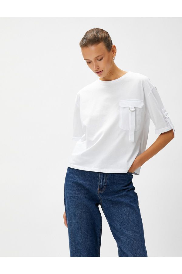 Koton Koton Aslıhan Malbora X - Pocket Detailed Short Sleeve Cotton T-Shirt
