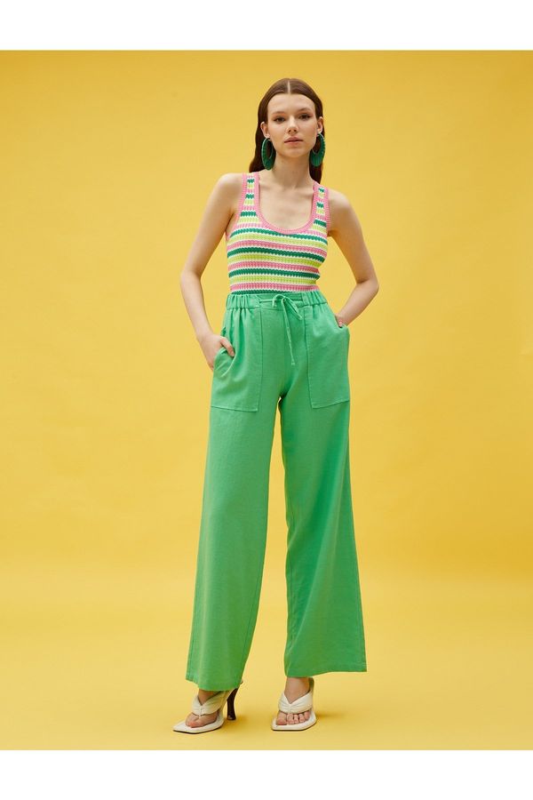 Koton Koton Aslıhan Malbora X Pocket Tie Waist Wide Leg Pants