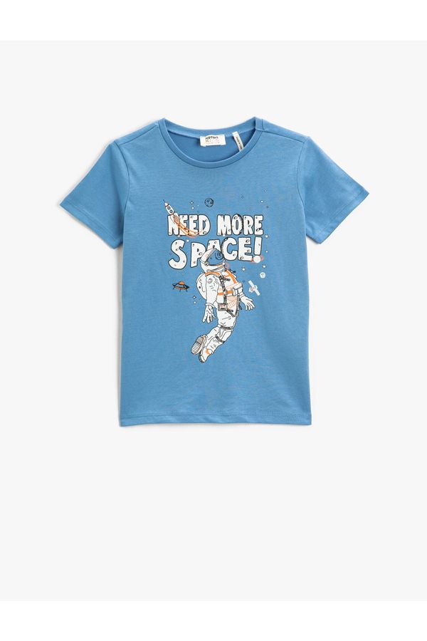 Koton Koton Astronaut Printed Short Sleeve T-Shirt Crew Neck