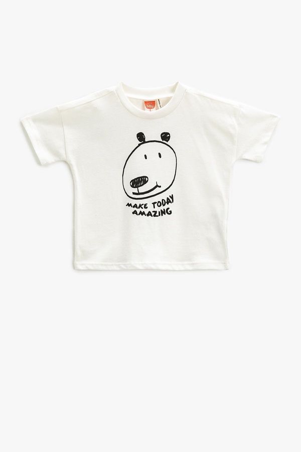 Koton Koton Baby Boy Crew Neck Dog Printed Short Sleeve T-Shirt 3smb10237tk