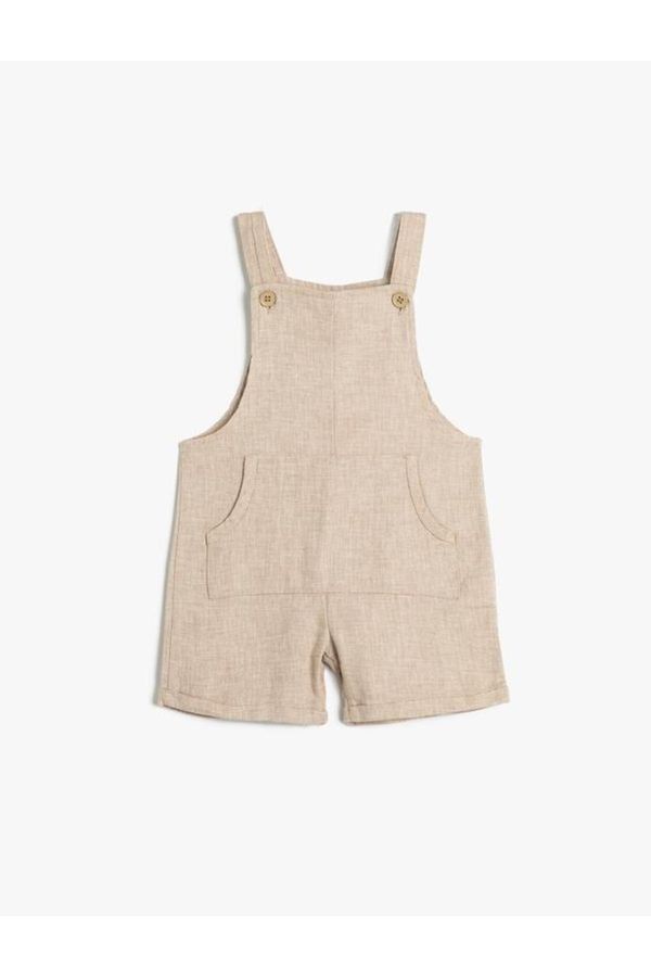 Koton Koton Baby Boy Linen Overalls Shorts Kangaroo Pocket