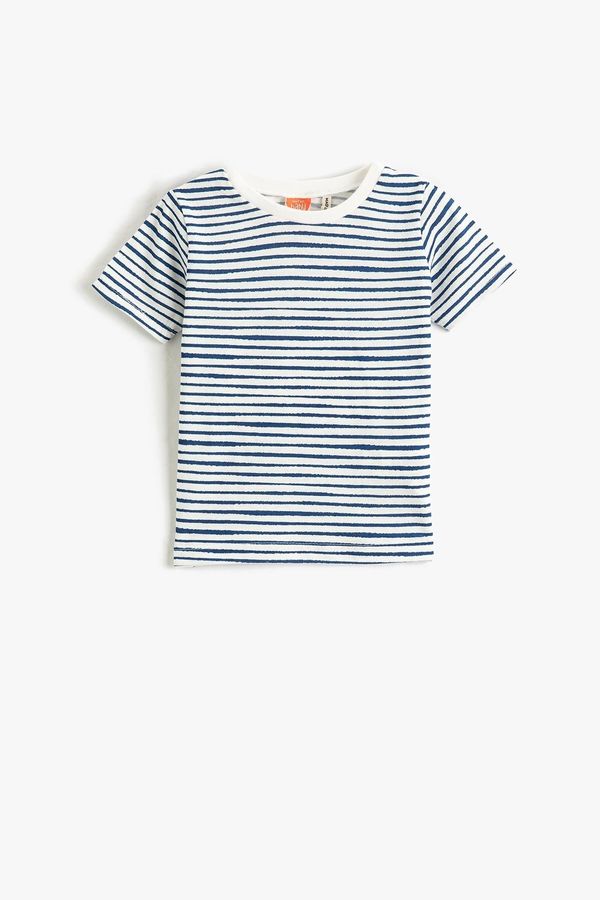 Koton Koton Baby Boy Short Sleeve Crew Neck Striped Basic T-Shirt 3smb10018tk