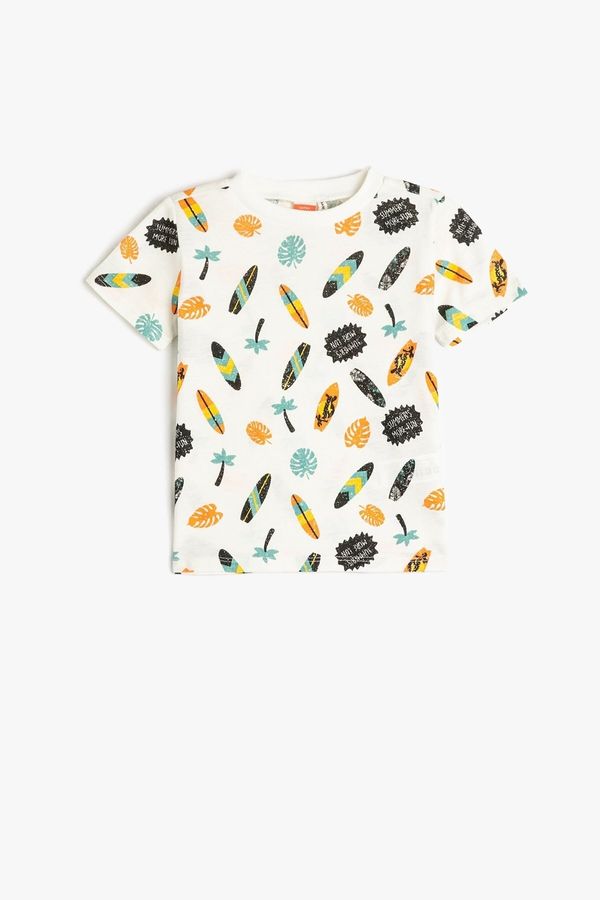 Koton Koton Baby Boy Short Sleeve Round Neck Printed T-Shirt 3smb10163tk