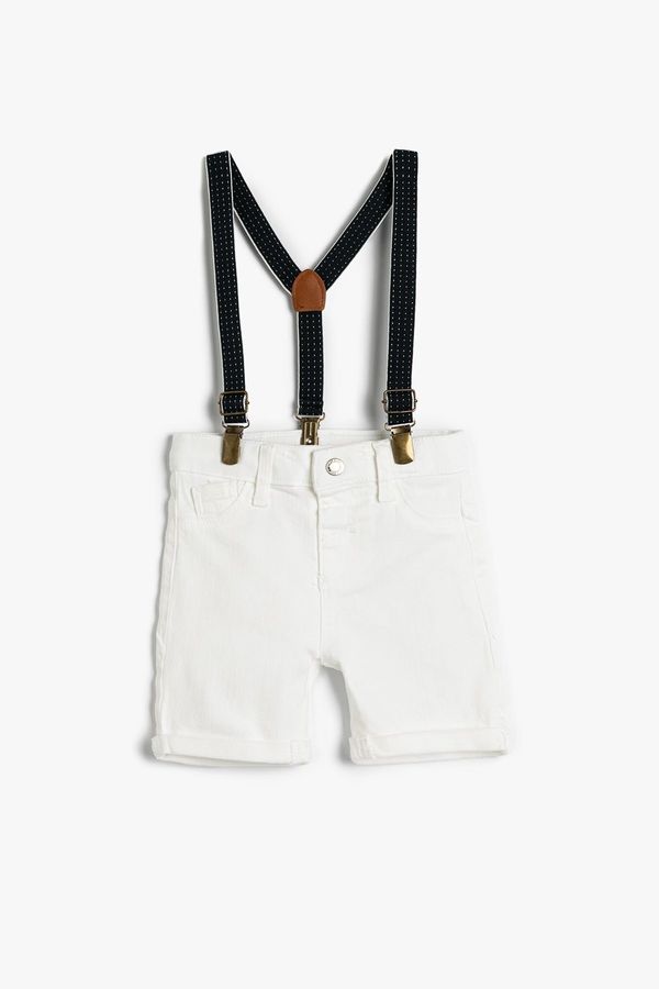 Koton Koton Baby Boy Strap Pocket Cotton Denim Shorts With Adjustable Waist 3smb40015td