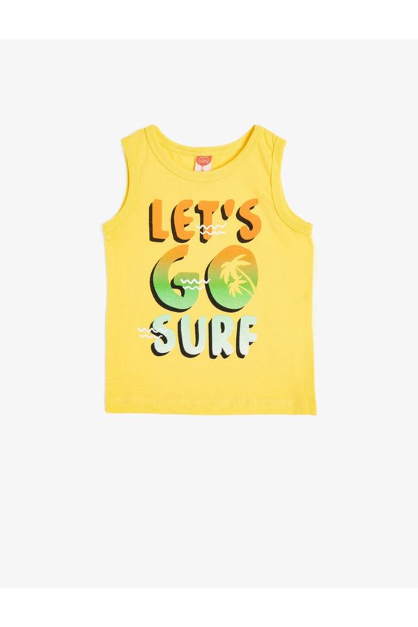 Koton Koton Baby Boy Yellow Printed Crew Neck Singlet