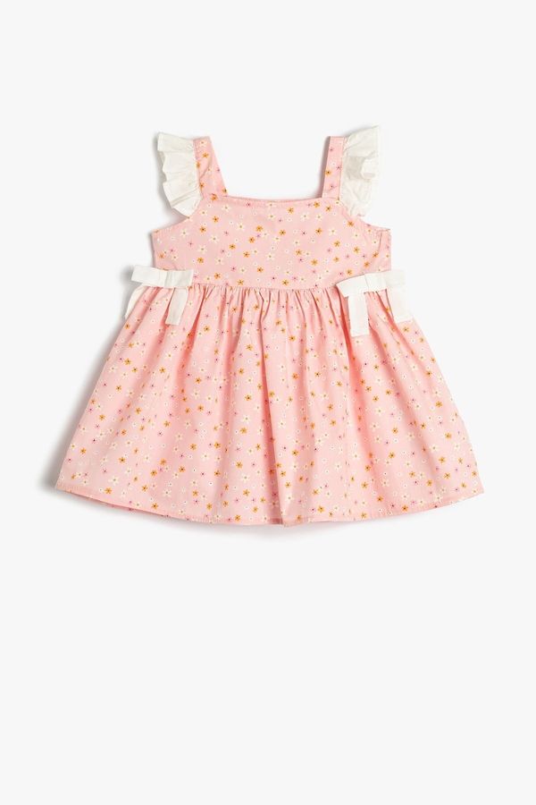 Koton Koton Baby Girl Floral Strap Frilly Bow Detailed Dress 3smg80032aw