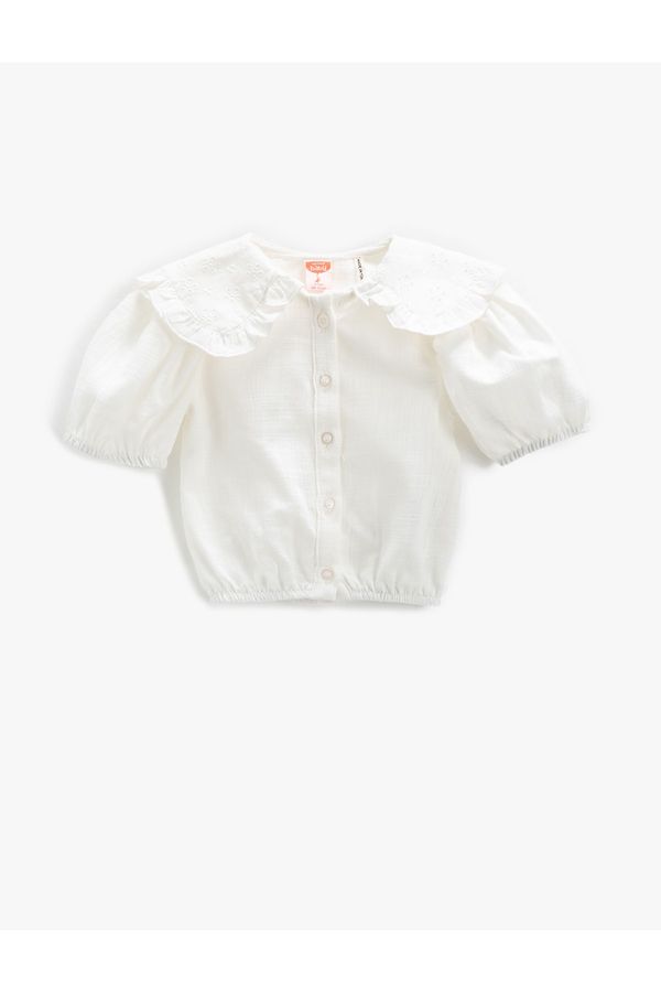 Koton Koton Baby Girl Shirt Crop Baby Collar Short Balloon Sleeve Elastic Waist