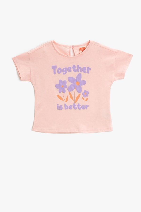Koton Koton Baby Girl Short Sleeve Crew Neck Floral Printed T-Shirt 3smg10100ak