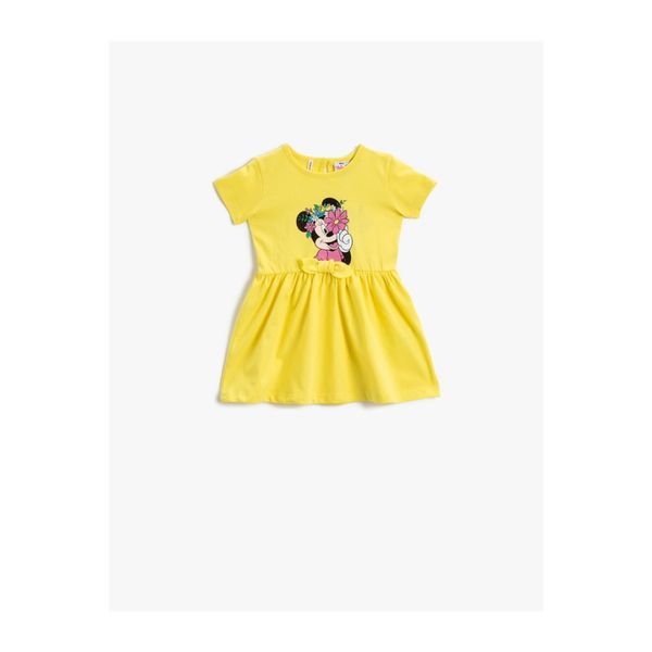 Koton Koton Baby Girl Yellow Minnie Mouse Dress Licencjonowana bawełna
