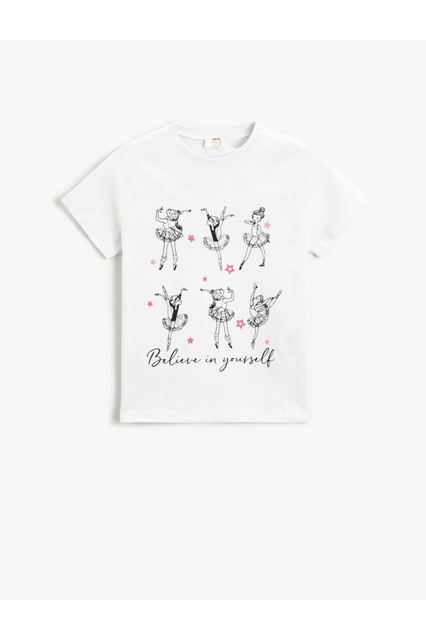 Koton Koton Ballerina Printed T-Shirt Short Sleeve Crew Neck
