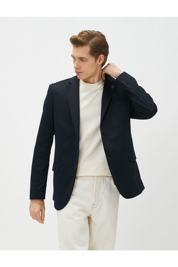 Koton Koton Basic Blazer Jacket Brooch Detailed Buttoned Pocket Slim Fit
