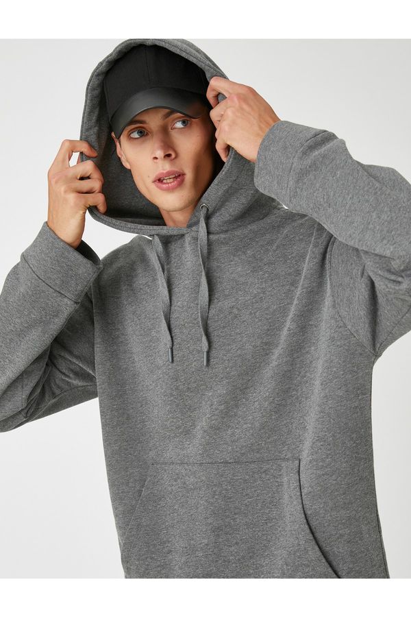 Koton Koton Basic Hooded Sweatshirt Pocket Detailed