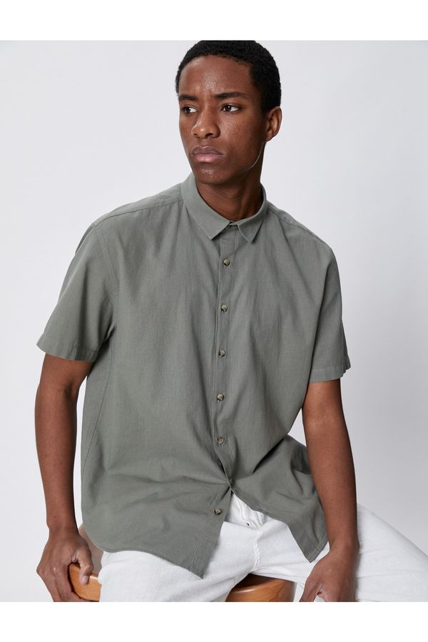 Koton Koton Basic Short Sleeve Shirt Classic Collar Buttoned Cotton