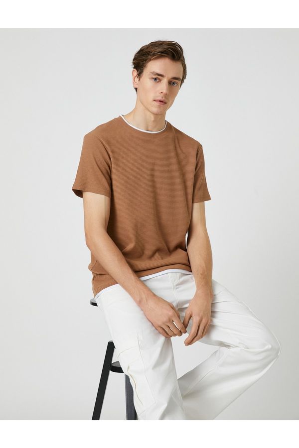 Koton Koton Basic Woven T-Shirt Crew Neck Short Sleeve Slim Fit