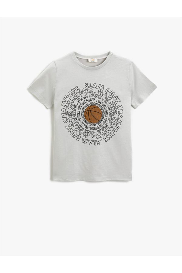 Koton Koton Basketball Printed Short Sleeve T-Shirt Cotton