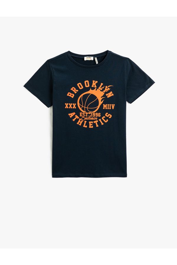Koton Koton Basketball Themed Printed Short Sleeve T-Shirt Crew Neck