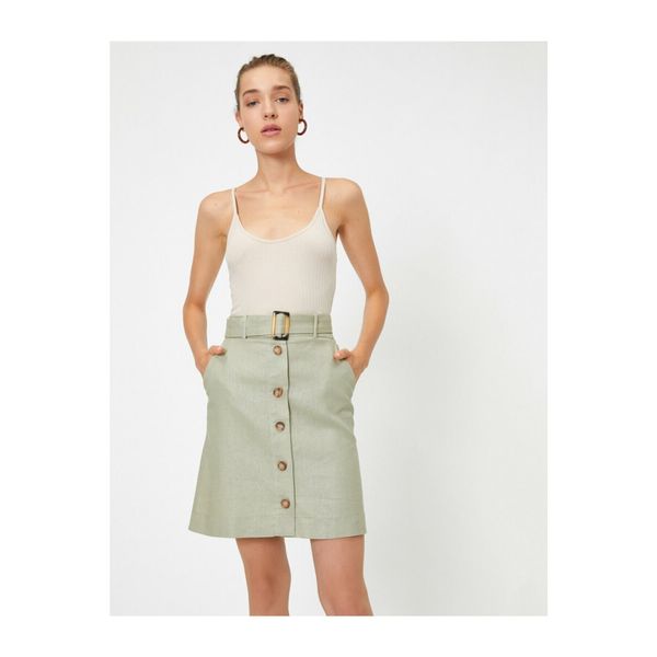 Koton Koton Belted Front Buttoned Mini Skirt
