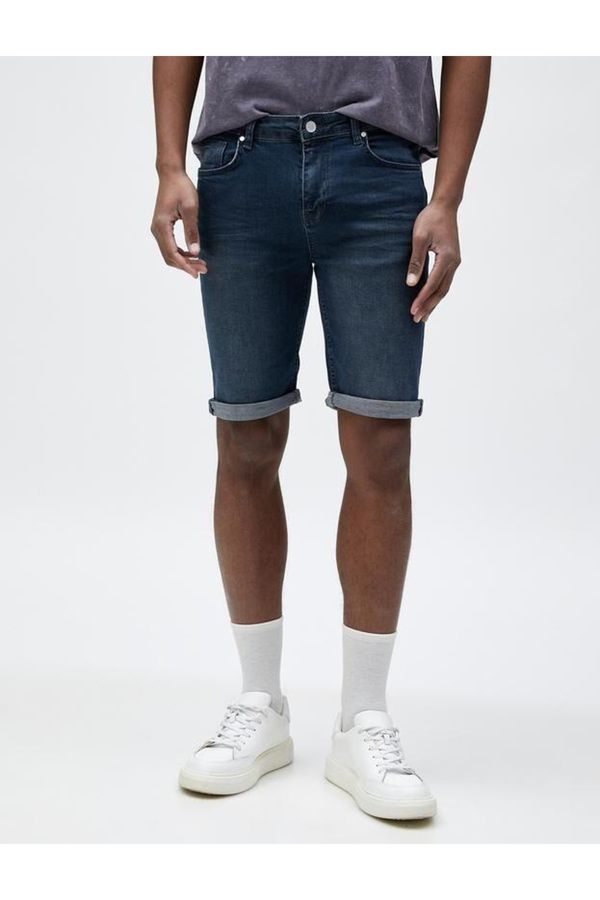 Koton Koton Bermuda Denim Shorts Layered Leg Detail Buttoned Pocket Cotton