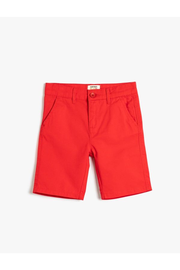 Koton Koton Bermuda Shorts Basic Chino Pocket Cotton Adjustable Elastic Waist