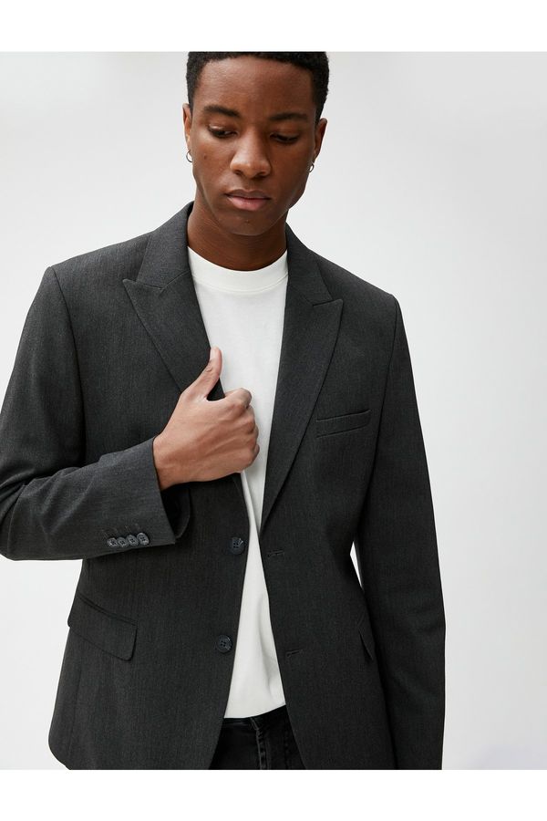 Koton Koton Blazer Jacket Button Detailed Slim Fit