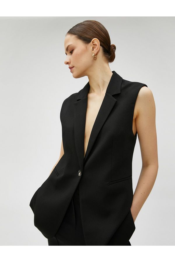 Koton Koton Blazer Vest Single Button Pocket Detailed