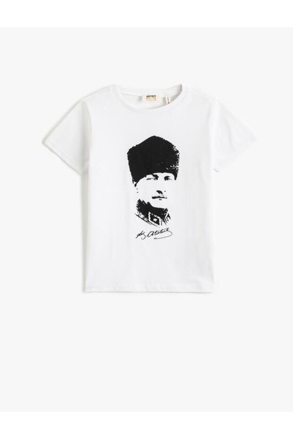 Koton Koton Boy Ataturk Printed T-Shirt Short Sleeve Crew Neck Cotton